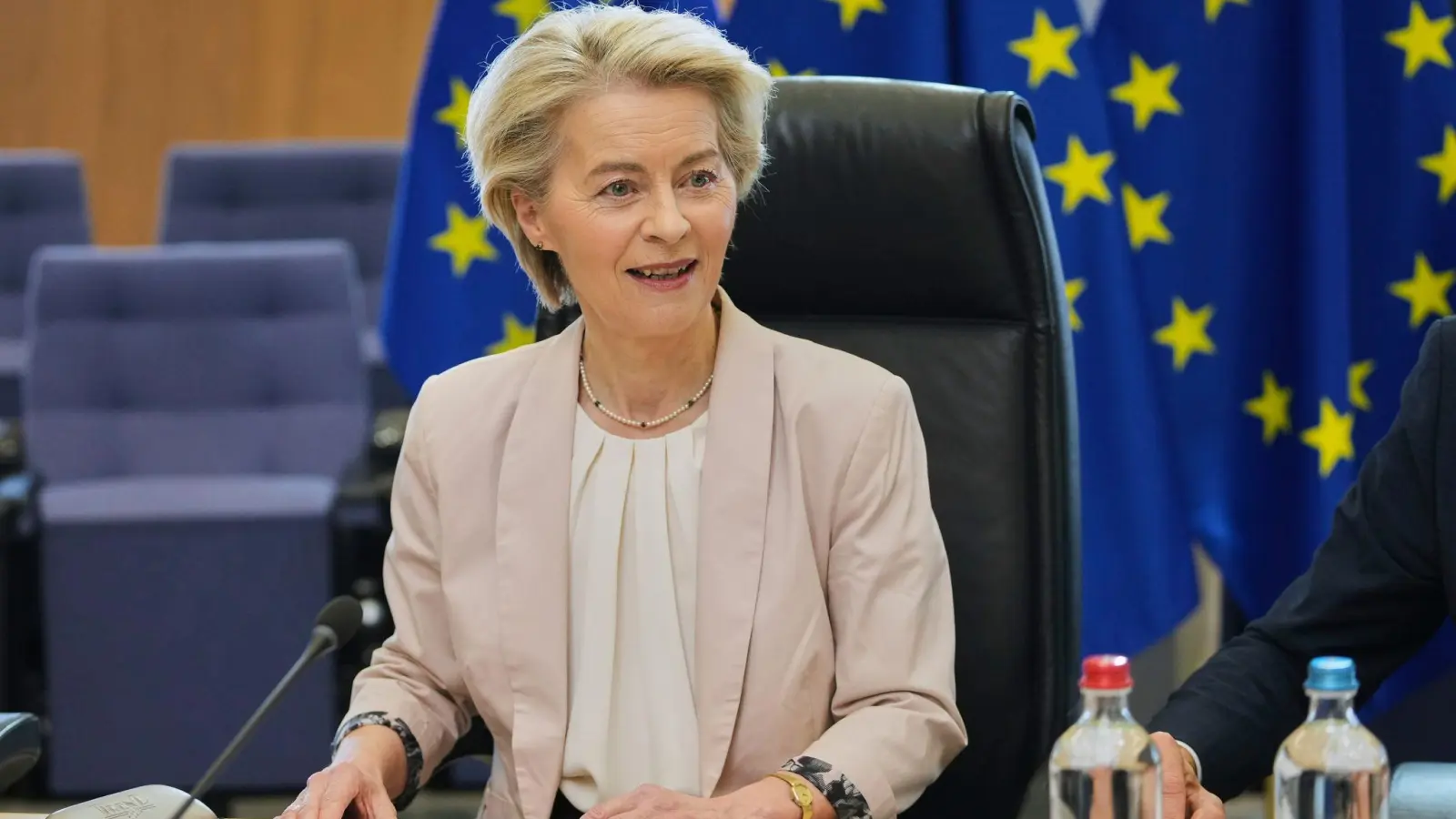 Ursula von der Leyen bei einem Treffen mit Industrievertretern.  (Foto: Virginia Mayo/AP/dpa)