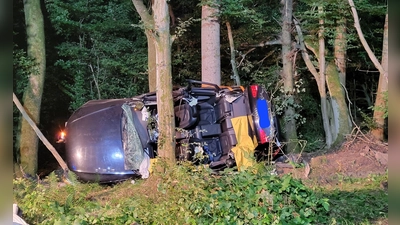 Bei den Insassen des Wagens handelte es sich um zwei Ehepaare.  (Foto: Feuerwehr Reinhardshagen/dpa)