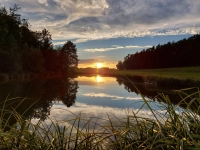 Sonnenuntergang am Kurvenweiher - gesehen bei Geichsenhof (Foto: Georg Link)