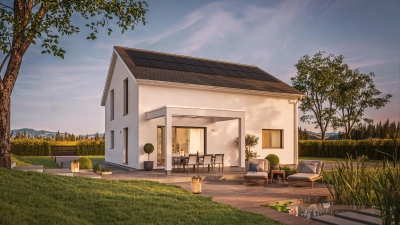 Kompakt und familienfreundlich: Dieses Eigenheim mit 165 Quadratmetern Wohnfläche und klassischem Satteldach bietet ein gutes Preis-Leistungsverhältnis. (Foto: DJD/WeberHaus)