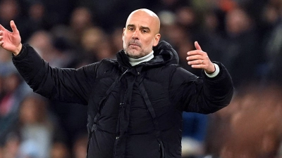 Die Krise von Manchester City und Trainer Pep Guardiola wird immer größer. (Foto: Martin Rickett/PA Wire/dpa)