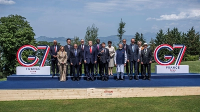 Gute Stimmung bei einem G7-Gipfel mit Trump. Das gab es lange nicht. (Foto: Michael Kappeler/dpa-Pool/dpa)