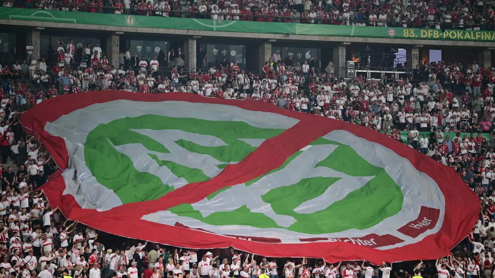 Fans protestieren beim Pokalfinale gegen den DFB.  (Foto: Sebastian Gollnow/dpa)