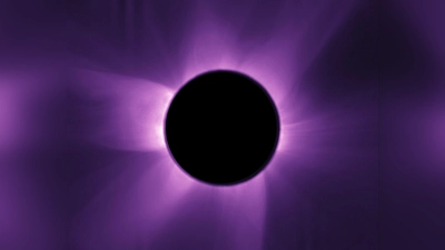 Auf diesem Foto ist die künstlich eingefärbte, innere Sonnenkorona zu sehen. (Foto: ESA/Proba-3/ASPIICS/dpa)