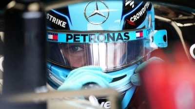 Mercedes-Pilot George Russell hat sich in Silverstone die Pole gesichert. (Foto: David Davies/PA Wire/dpa)