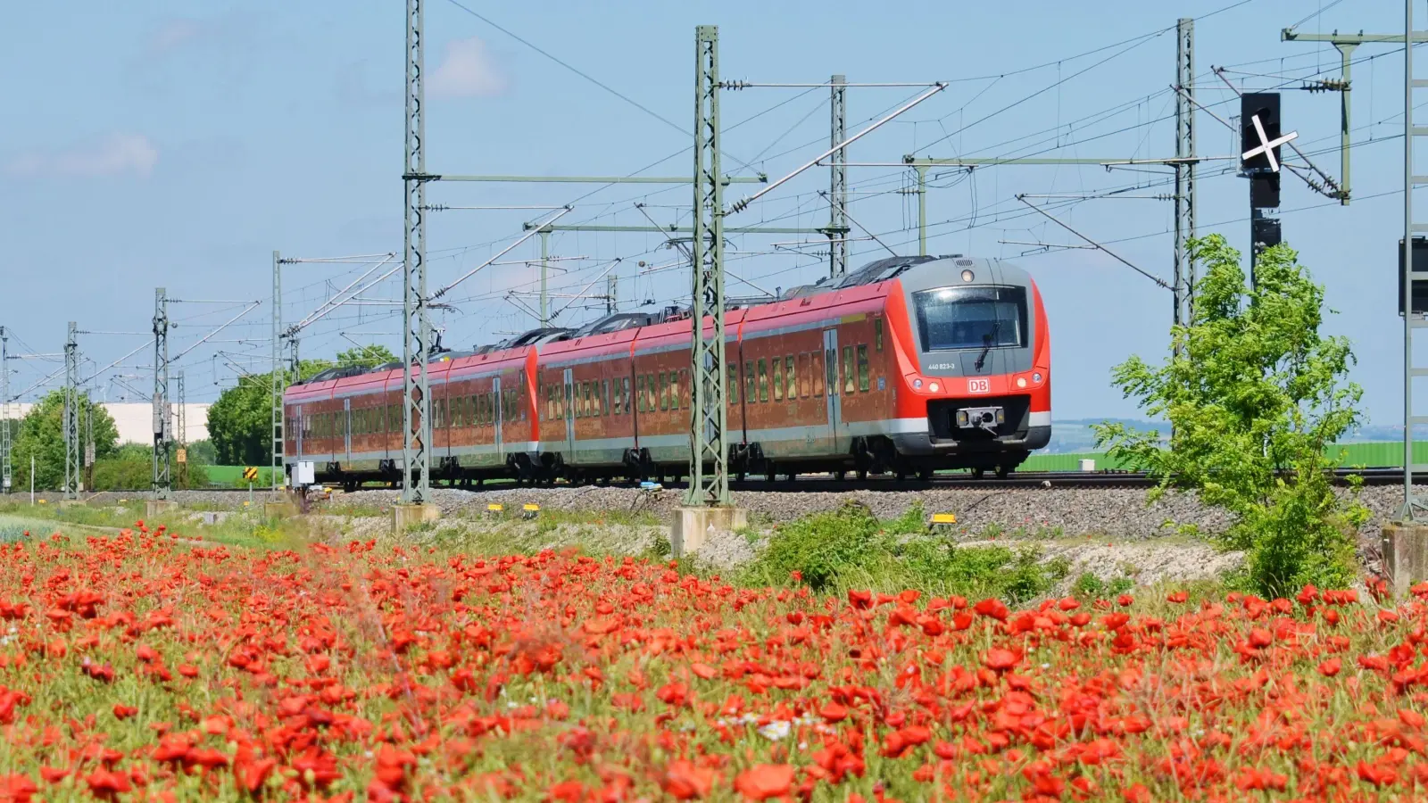 Ein Regionalexpress des RE10 bei Iphofen: Die Züge von Nürnberg nach Würzburg fahren derzeit nur bis Kitzingen. (Archivbild: Johannes Hirschlach)