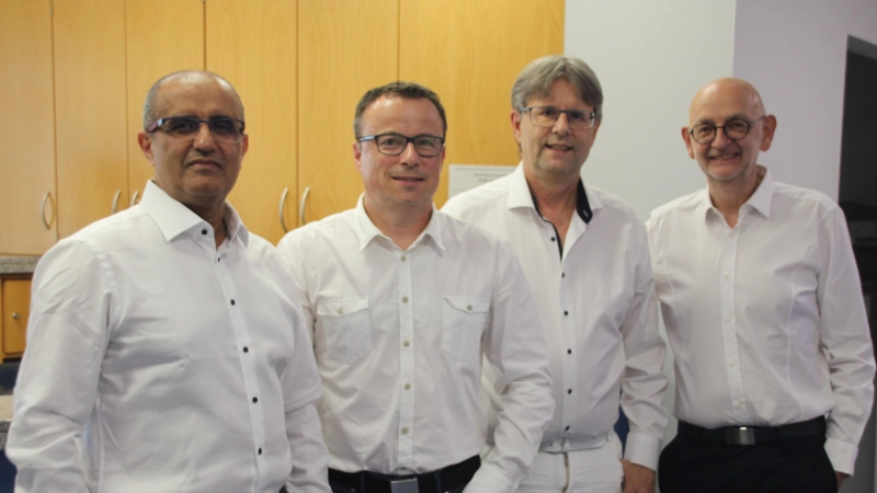 Dr. Monzer Al Mortaza, Daniel Rakowitz, Frank Emmert und Dr. Ulrich Köhl von der Gemeinschaftspraxis in der Draisstraße in Ansbach sehen sich auf die Schließung der Urologie bei ANregiomed gut vorbereitet. (Foto: Robert Maurer)