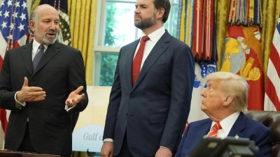 US-Präsident Donald Trump hat den Handelspakt mit Großbritannien als Erfolg seiner Zollpolitik angepriesen. (Foto: Evan Vucci/AP/dpa)