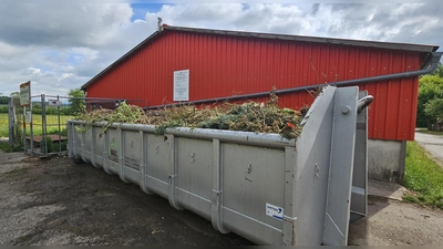 Wird zum Monatsende abgeschafft: Der kommunale Grüngutcontainer vor dem Wertstoffhof in Leutershausen. Das Angebot belastet den klammen Haushalt der Stadt zu stark. (Foto: Wolfgang Grebenhof)