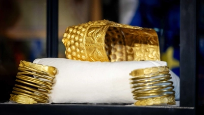Der Goldhelm aus fast reinem Gold gilt als Kulturgut von unschätzbarem Wert und Symbol für die Geschichte Rumäniens.  (Foto: Sem Van Der Wal/ANP/dpa)