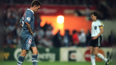 Heute Trainer, damals tragischer Held: Gareth Southgate im Jahr 1996. (Foto: Bernd Weissbrod/dpa)