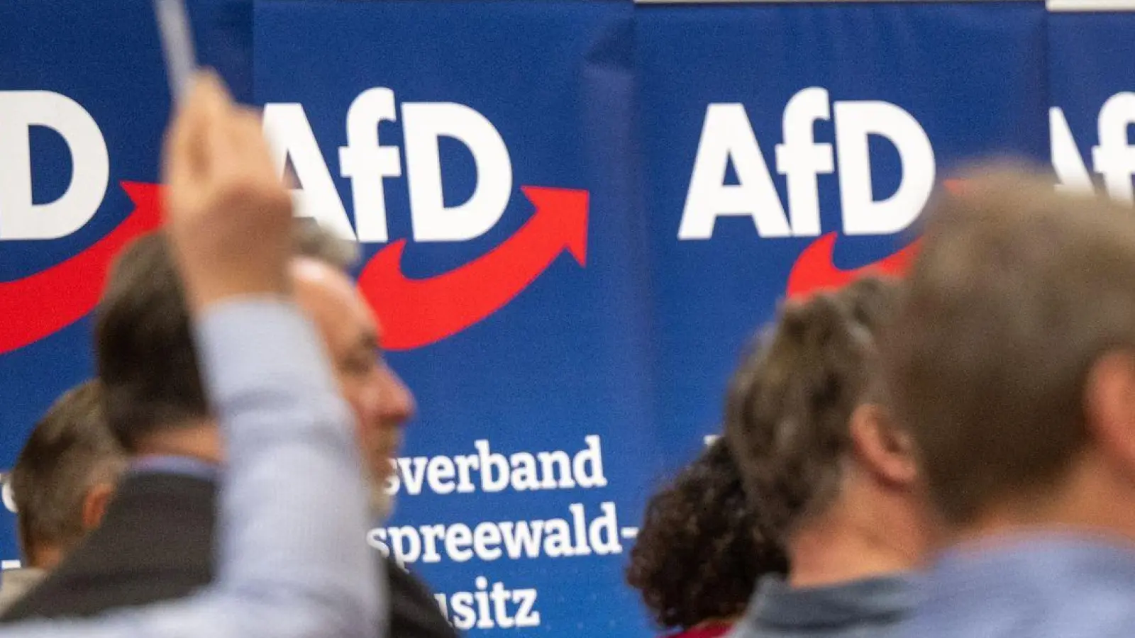 Teilnehmer des Landesparteitags AfD Brandenburg. Die AfD in Brandenburg wird vom Verfassungsschutz als rechtsextremistischer Verdachtsfall eingestuft (Archivbild). (Foto: Monika Skolimowska/dpa)