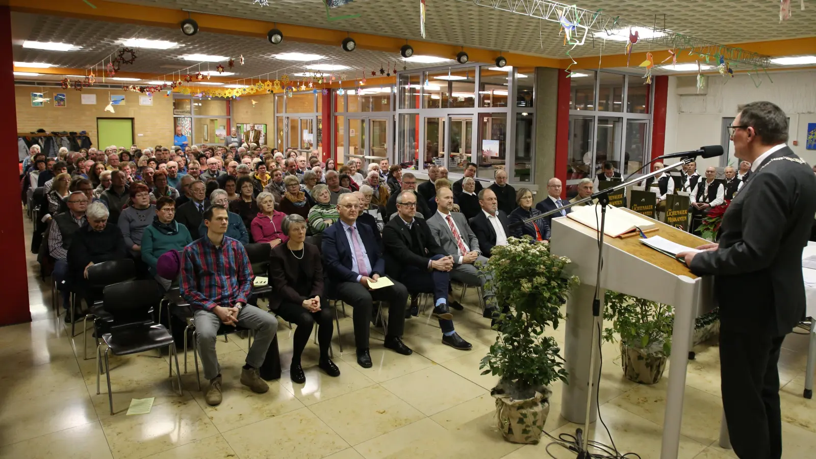 Der letzte Neujahrsempfang der Marktgemeinde Lichtenau ging am 6. Januar 2020 in der Aula der Schule über die Bühne. Seither fand die beliebte Veranstaltung nicht mehr statt. (Archivbild: Alexander Biernoth)