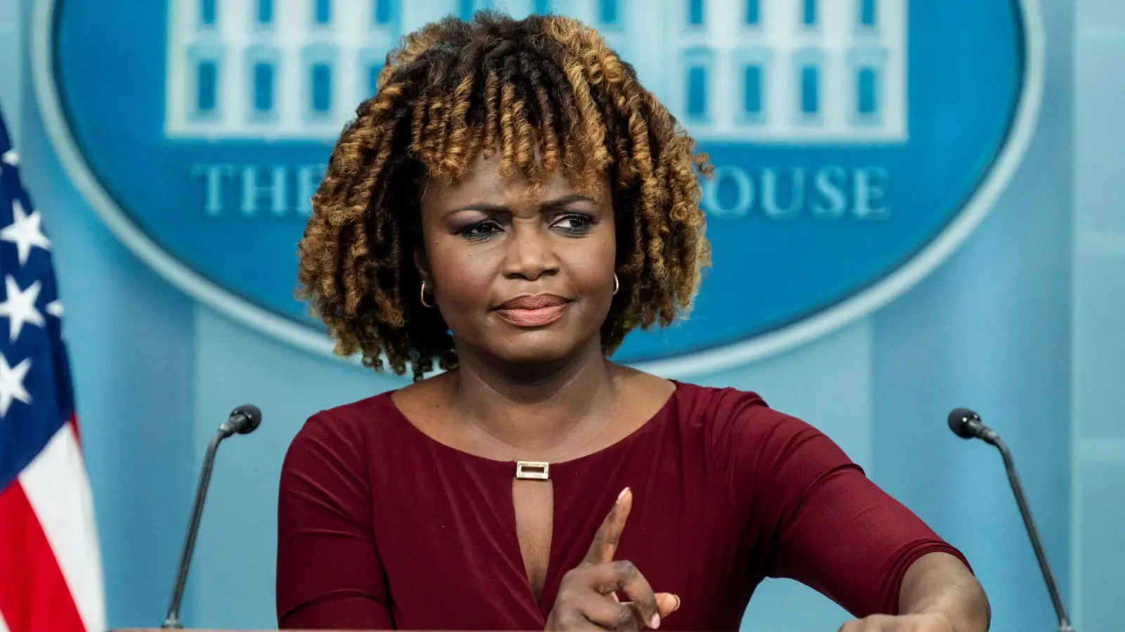 Bidens Sprecherin Karine Jean-Pierre fordert die Presse zu respektvollem Umgang auf. (Foto: Michael Brochstein/Zuma Press/dpa)