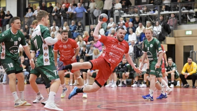Mit fünf Toren war Daniel Laugner (mit Ball, im hier im Spiel gegen den TSV München-Allach) noch der treffsicherste Rothenburger. Die hohe Niederlage beim TSV Lohr verhinderte dies nicht. (Foto: Martin Rügner)