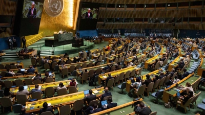 Eigentlich sollte der Zukunftspakt von den 193 UN-Ländern einstimmig verabschiedet werden - Moskau stellte sich allerdings quer. (Archivbild) (Foto: Yuki Iwamura/AP/dpa)