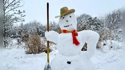 In Neustadt wacht dieser 1,60 Meter hohe Schneemann über die Lage. (Foto: Barbara Nitsche)