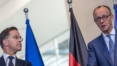 Im Zentrum der Gespräche von Kanzler Friedrich Merz (CDU) mit Nato-Generalsekretär Mark Rutte standen die Verhandlungen über eine Friedenslösung für die Ukraine. (Foto: Michael Kappeler/dpa)