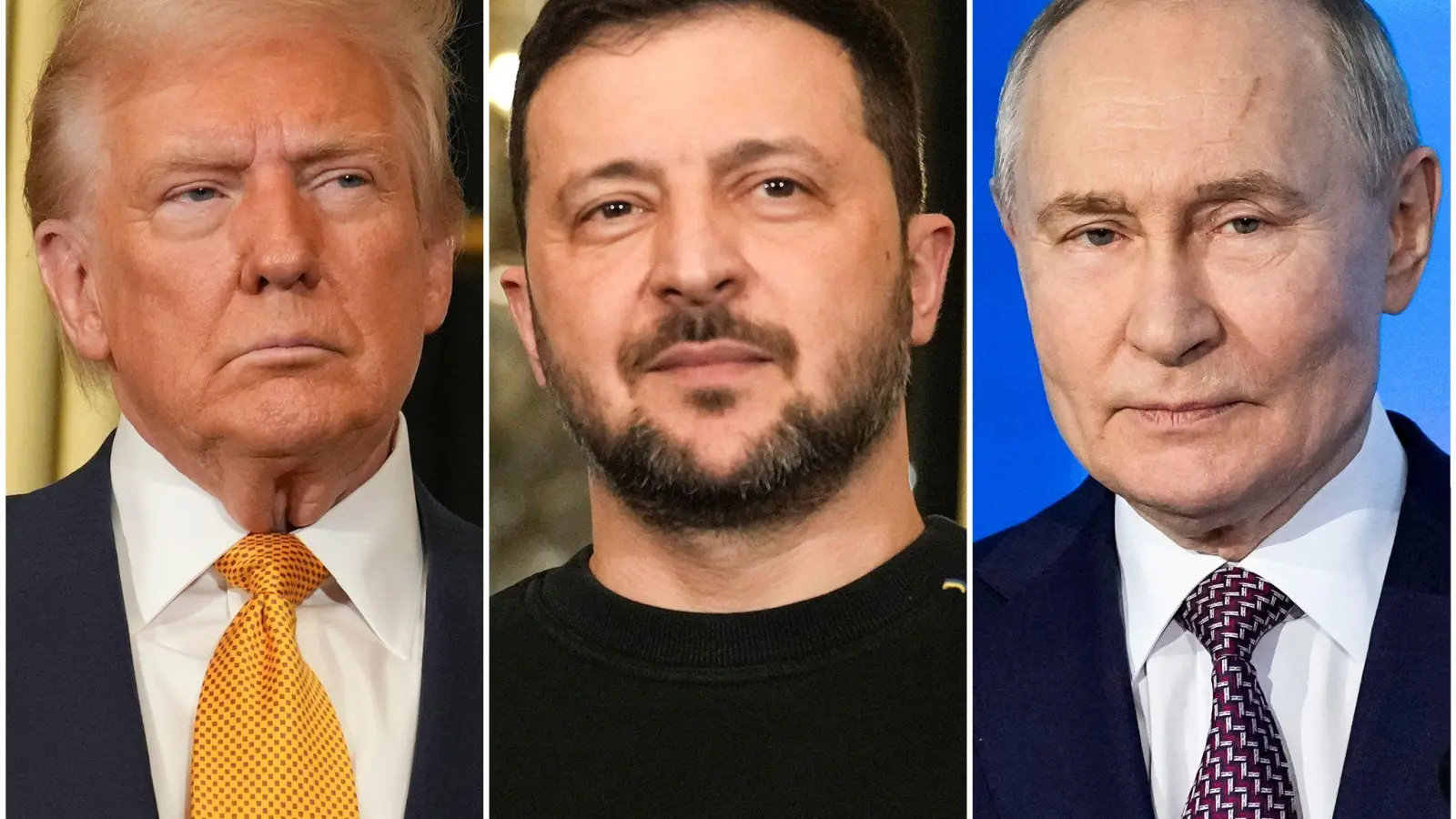 Auf den verschärften Druck von US-Präsident Trump im Ukrainekrieg reagiert Moskau verärgert, Kiew hingegen erfreut (Kombo - Archiv) (Foto: Morissard/Bednyakov/AP/dpa)