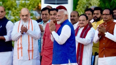 Narendra Modi ist erst der zweite indische Premierminister, der für eine dritte Amtszeit an der Macht bleibt. (Foto: Manish Swarup/AP/dpa)
