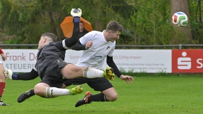 Der Arberger Felix Semmlinger erzielte gegen Torwart Benjamin Nölp vom SV Schalkhausen zwei Tore. (Foto: Martin Rügner)