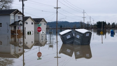 Starkregen setzt Landstriche im US-Bundesstaat Washington unter Wasser.  (Foto: Stephen Brashear/AP/dpa)