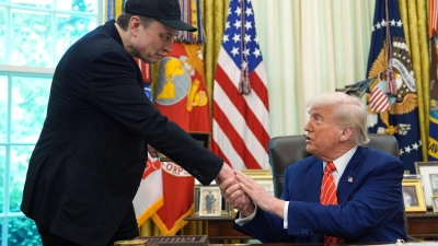 Beim Abschied im Weißen Haus zollten sich Trump und Musk noch gegenseitigen Respekt. (Archivbild) (Foto: Evan Vucci/AP/dpa)