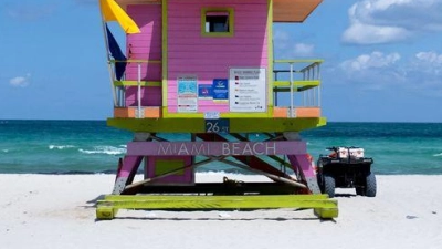 Die Sonne scheint über dem Strand Miami Beach vor dem Spiel von Bayern gegen Boca Juniors. (Foto: Sven Hoppe/dpa)