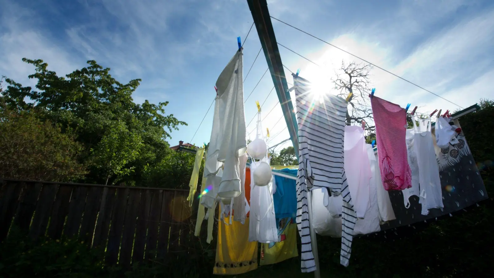 Im Lieblingskleidungsstück ist ein Obst-oder Gemüsefleck? Das Bleichen in der Sonne kann hier Abhilfe schaffen. (Foto: Arno Burgi/dpa-Zentralbild/dpa-tmn)