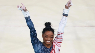 Hat allen Grund zum Jubeln: Simone Biles. (Foto: Jan Woitas/dpa)