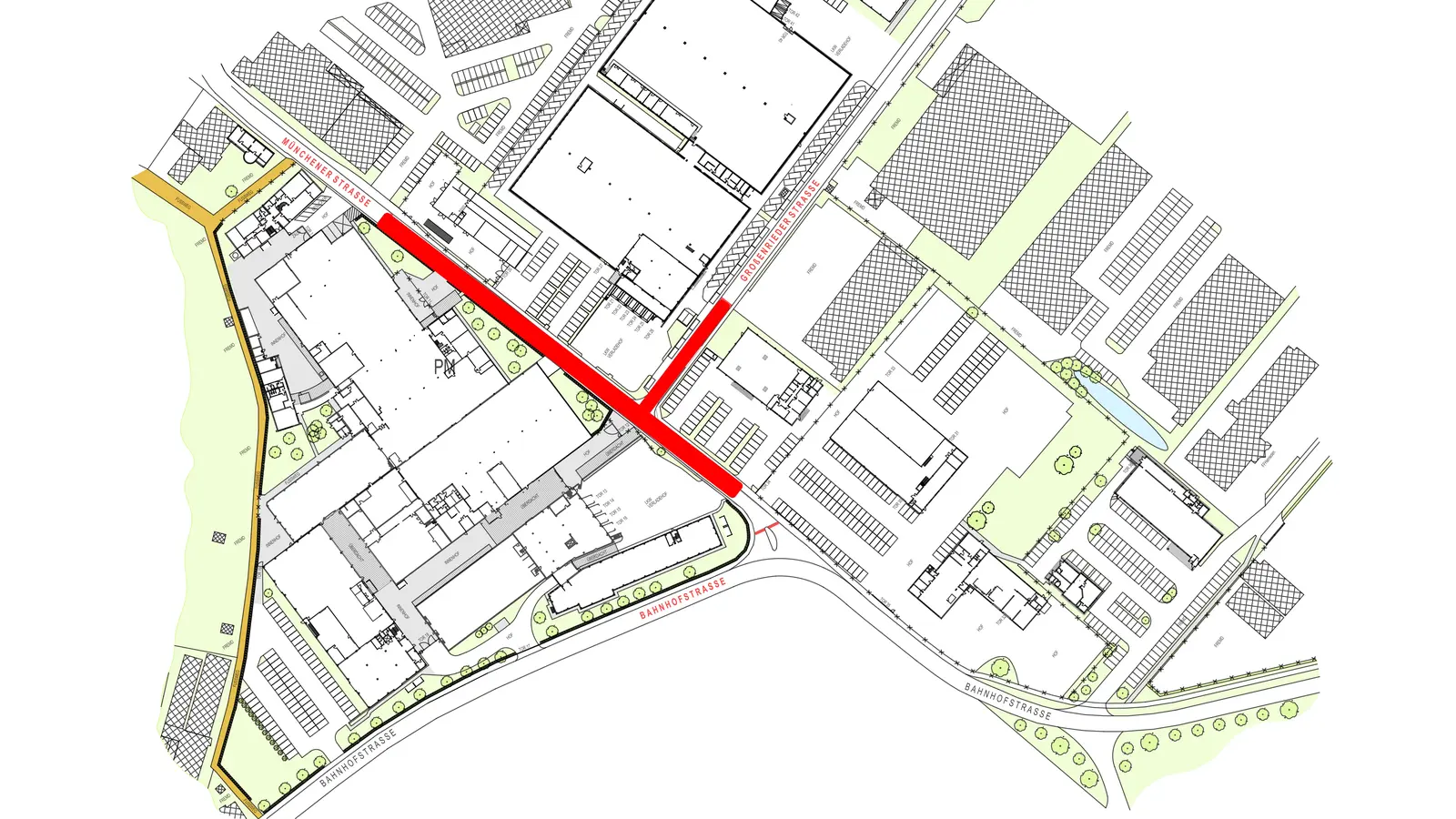 Auf dieser Grafik ist gut zu sehen, welche (hier rot gekennzeichneten) Bereiche der beiden Straßen eingezogen werden sollen. (Grafik: Firma Sielaff)