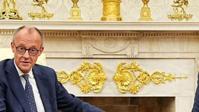 Donald Trump empfing Friedrich Merz mit warmen Worten im Oval Office.  (Foto: Michael Kappeler/dpa Pool/dpa)