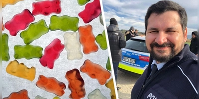 Für Gummibärchen macht der Bad Windsheimer Levent Özdil in einem Spot als Kommissar Fruchtgummi-Werbung. (Foto/Selfie: Sebastian Willnow/dpa-Zentralbild/dpa, Levent Özdil)