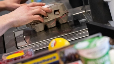 Ein Kassierer scannt in einem Supermarkt an der Kasse die Produkte. (Foto: Sven Hoppe/dpa)