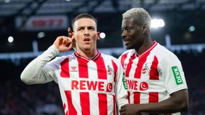 Erzielten je vier der jüngsten 13 Kölner Treffer: Said El Mala (links) und Ragnar Ache (Archivbild). (Foto: Marius Becker/dpa)
