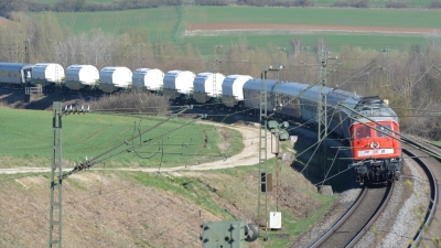Der Castor-Transport (hier bei Treuchtlingen) rollte am Donnerstag durch Westmittelfranken. (Foto: Ina Brechenmacher)