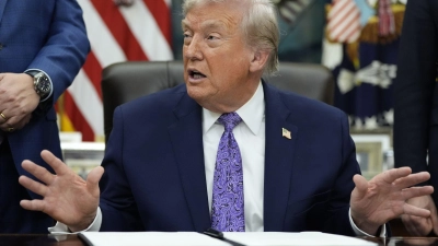 Donald Trump hat nach eigenem Bekunden KI-Software wie ChatGPT noch nicht benutzt. (Archivbild) (Foto: Alex Brandon/AP/dpa)