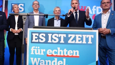 Auf der Wahlparty der AfD wurde auch das sogenannte Abschiebelied gesungen. (Archivbild) (Foto: Christoph Soeder/dpa)