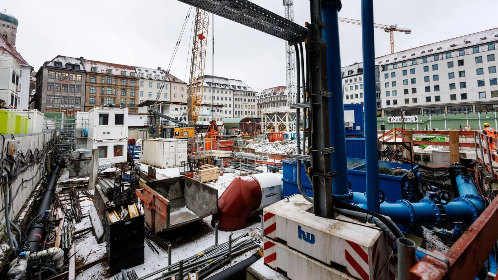 Die laut Bahn tiefste Baustelle Deutschlands: Die neue Haltestelle Marienhof für die zweite S-Bahn-Stammstrecke. (Archivbild) (Foto: Matthias Balk/dpa)