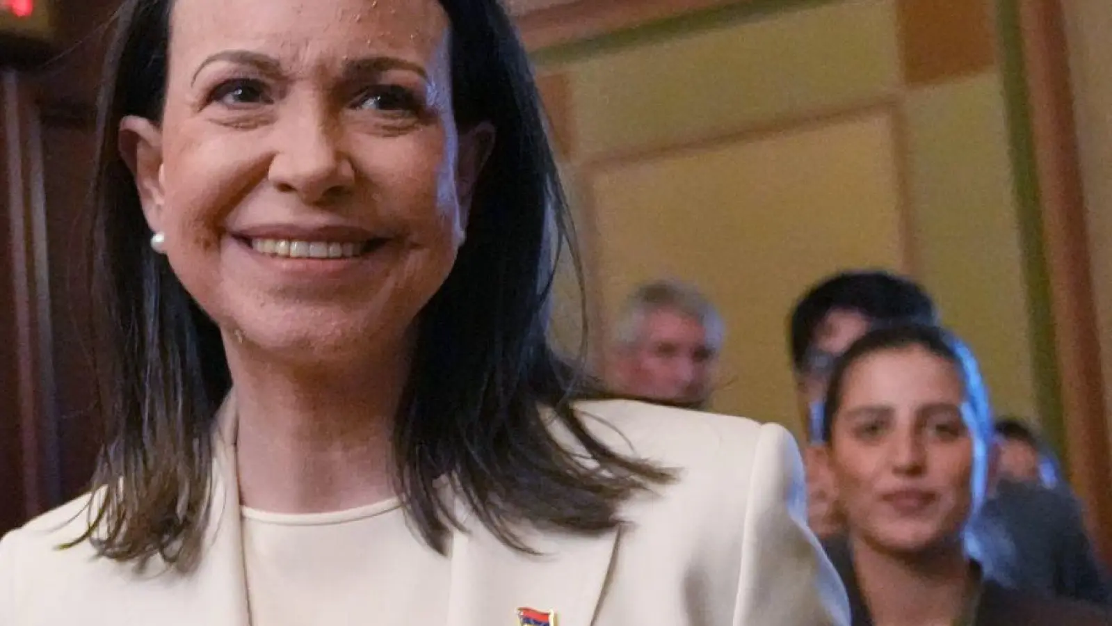 Die venezolanische Oppositionsführerin María Corina Machado ist um ein gutes Verhältnis zu Donald Trump bemüht. (Archivbild) (Foto: Allison Robbert/AP/dpa)