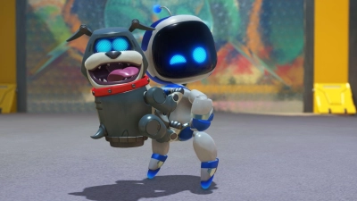 Wuff, wuff: Der Hunde-Bot und Astro verstehen sich prächtig. (Foto: Sony Interactive Entertainment/dpa-tmn)