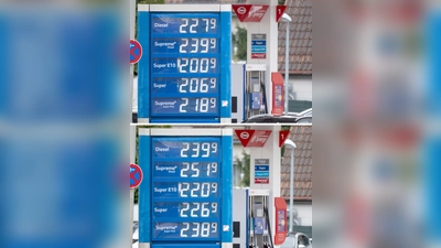 An dieser Tankstelle sind die Preise mittags teils deutlich gestiegen.  (Foto: Marijan Murat/dpa)