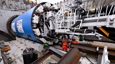 Die Tunnelbohrmaschine wiegt nach Angaben der Bahn rund 700 Tonnen. (Archivbild) (Foto: Sven Hoppe/dpa)