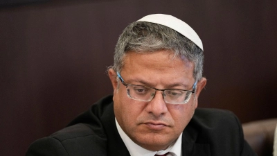Israels Sicherheitsminister Itamar Ben-Gvir fordert unter anderem die Verhaftung des palästinensischen Präsidenten Mahmud Abbas, sollten die UN Pläne für die Gründung eines palästinensischen Staats vorantreiben. (Archivbild) (Foto: Ohad Zwigenberg/AP Pool/dpa)