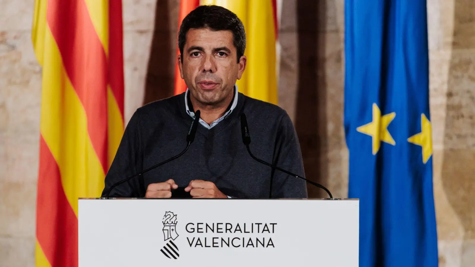 Valencias Regierungschef steht seit den Unwettern in der Kritik.  (Foto: Carlos Luján/EUROPA PRESS/dpa)