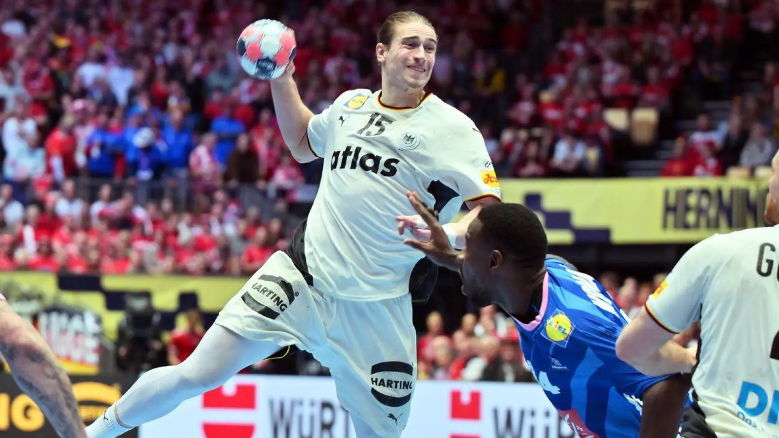 War bester deutscher Werfer: Juri Knorr. (Foto: Sina Schuldt/dpa)