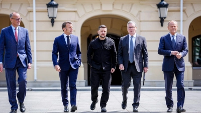 Die Ukraine und ihre wichtigsten europäischen Verbündeten machten bei ihrem groß inszenierten Treffen in Kiew eine klare Ansage an Moskau. (Foto: Kay Nietfeld/dpa)