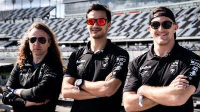 Sonnyboys: Der vierte Fahrer fehlt noch, aber (von links) Mikhail Goikhberg, Mario Farnbacher und Parker Kligerman werden beim IMSA-Auftakt in Daytona den Lamborghini von Forte Racing steuern. (Foto: Brayan Castiblanco)