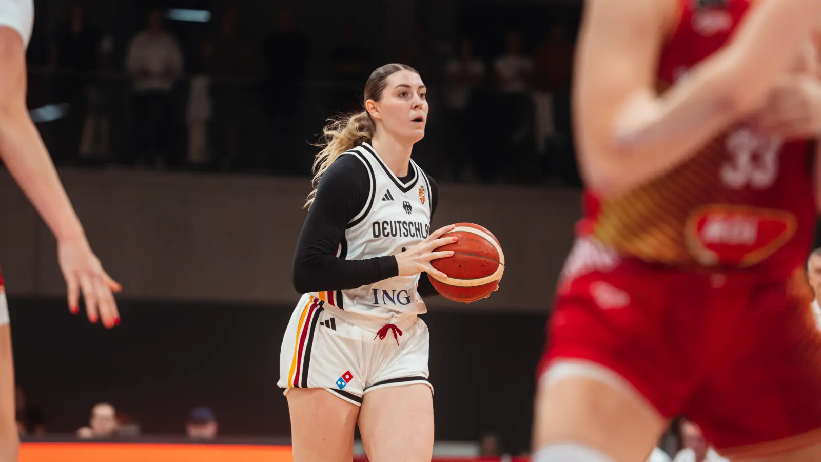 Luisa Geiselsöder (hier in einem Vorbereitungsspiel) erzielte vier Zähler gegen Spanien.  (Foto: DBB/Demirel)