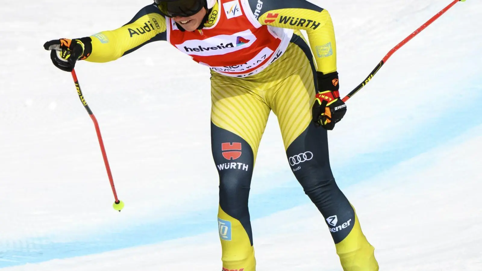 Florian Wilmsmann aus Deutschland reagiert, als er die Ziellinie überquert. (Foto: Laurent Gillieron/KEYSTONE/dpa/Archivbild)